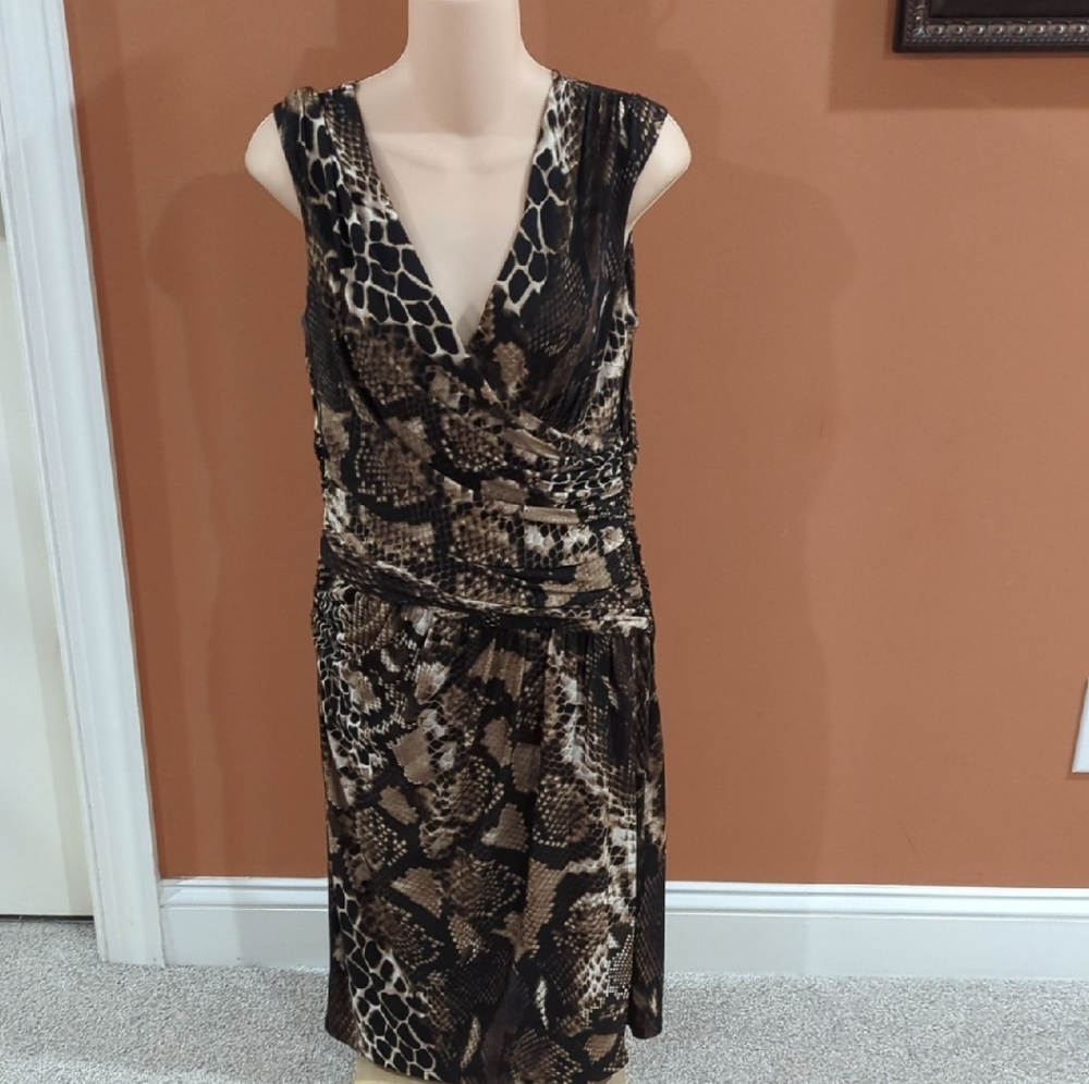 Lauren Ralph Lauren Black and Brown Midi Dress